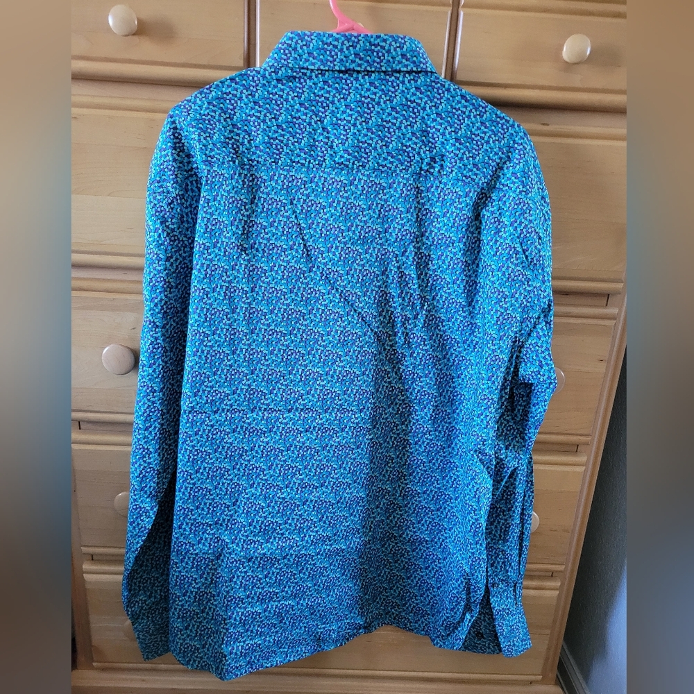 Bugatchi Blue Patterned Button-Up Shirt - image 4